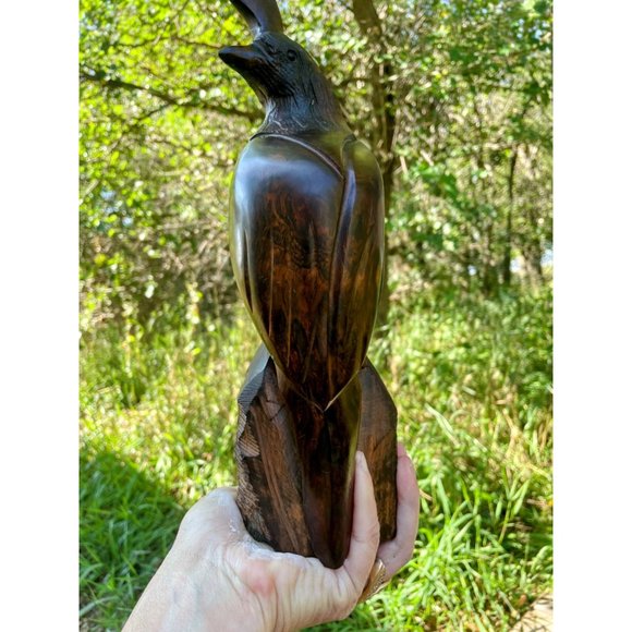 Vintage Heavy Carved Wood Quail Bird Sculpture - Picture 9 of 14